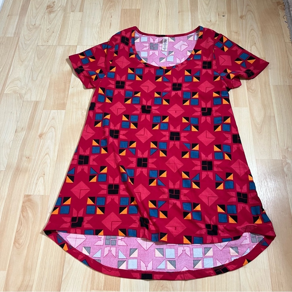LulaRoe Womens Tunic Top Shirt Short Sleeve Scoop Neck Geometric Size XS NWT
